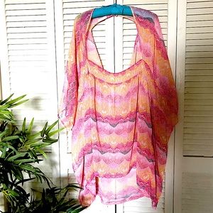 Jessica Simpson Orange/Pink Chiffon Swimsuit cover